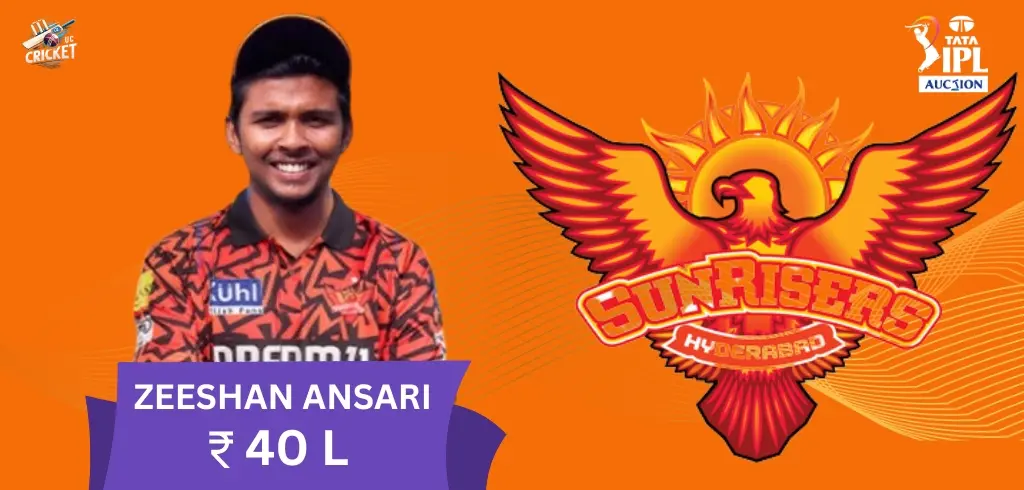 "Zeeshan Ansari acquired by SRH for ₹40 lakh in IPL 2025 auction."